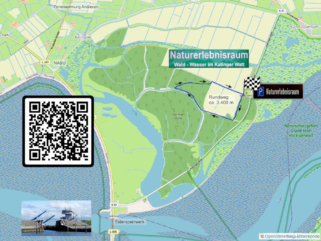 Übersichtskarte: Naturerlebnisraum im Katinger Watt