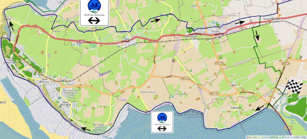 Diese Fahrrad-Rundtour begleitet die North Sea Cycle Route auf der Halbinsel Eiderstedt auf ca. 42 km.